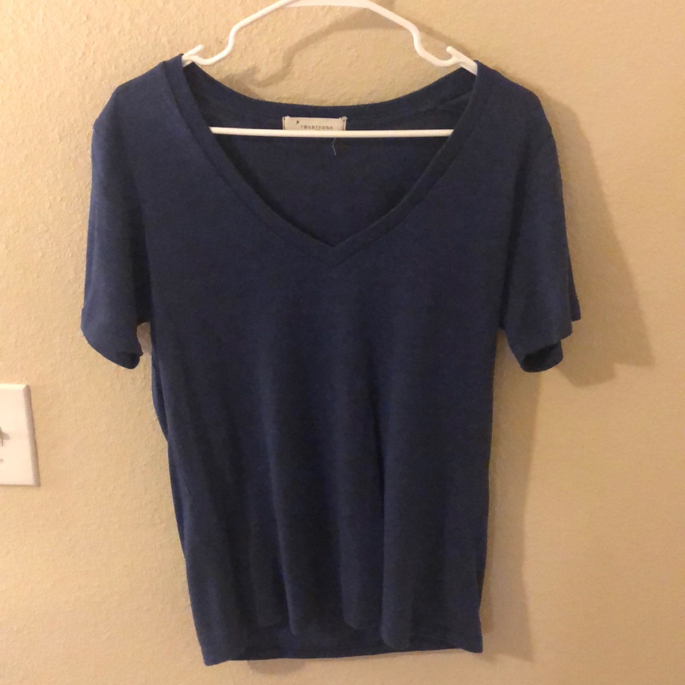 Blue v neck shirt